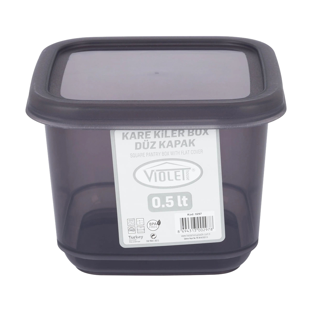 Контейнер для сипучих Violet House Transparent Black з кришкою, квадратний, 8.5*11*11 см, 500 мл (0297 Transparent Black)