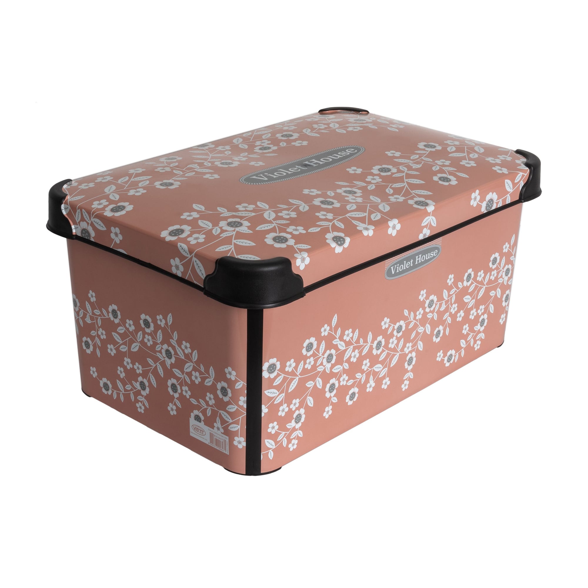 Уцінка! Контейнер для зберігання з кришкою Violet House 0647 Decor Powder Flower, 16.5*23.5*35 см, 10 л (0647 DECOR POWDER FLOWER с/кр. 10 л)